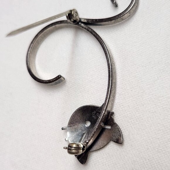 VINTAGE Sterling BEAU Cat Pin Brooch Signed - Picture 13 of 16